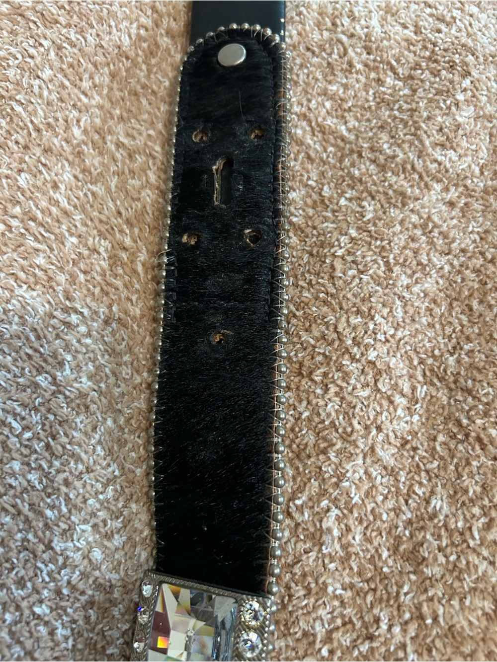 B.B Simon L Swarovski Crystal Bling Belt Cow Hide leather - Picture 7 of 12